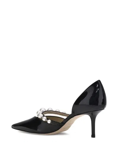 Jimmy Choo Aurelie Leather Pumps Pearl Strap In Black