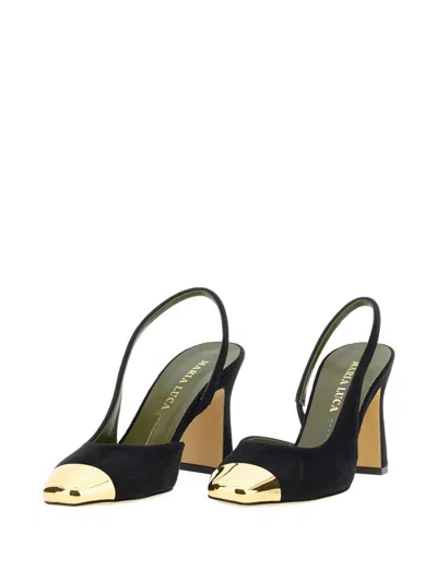 Maria Luca Eleonora Leather Metal-toe Slingback Pumps In Black