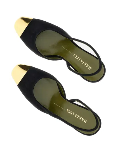 Maria Luca Eleonora Leather Metal-toe Slingback Pumps In Black