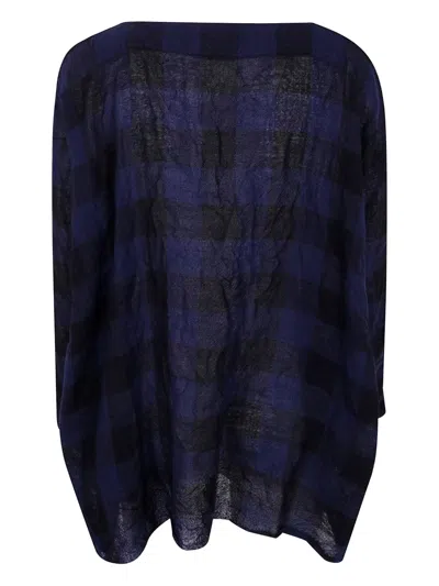Daniela Gregis Check-pattern Wool Blouse In Blue