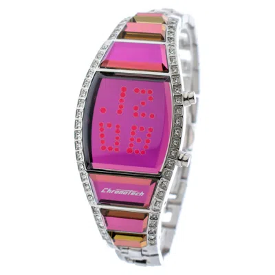 Chronotech Silver Stainless Steel Watch In Pink