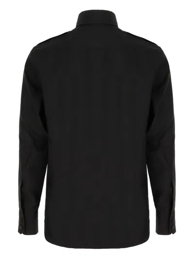 Tom Ford Silk Shirt With Button-down Collar And Chest Pockets In Black