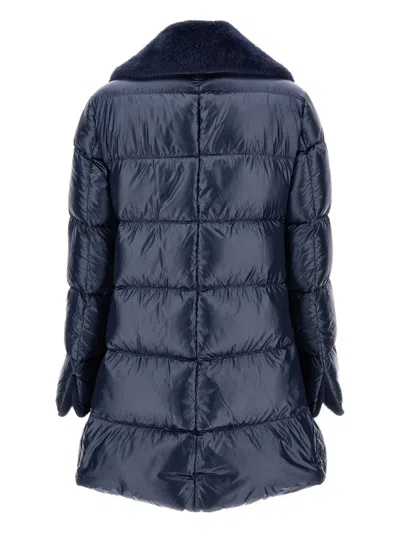 Herno Faux-fur Collar Down Coat In Blue