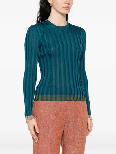 Etro Textured Knit Pullover In Blue