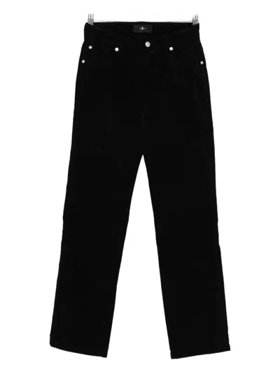 7 For All Mankind Embellished Straight Trousers In Black