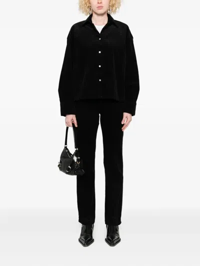 7 For All Mankind Embellished Straight Trousers In Black