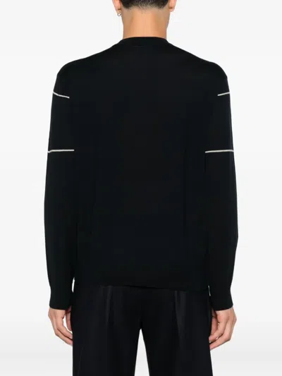 Emporio Armani Virgin-wool Jumper With Jacquard Logo In Black