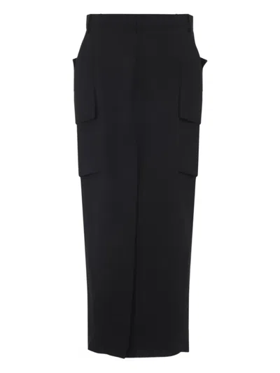 Rick Owens Firbanks Wool Midi Skirt In Black