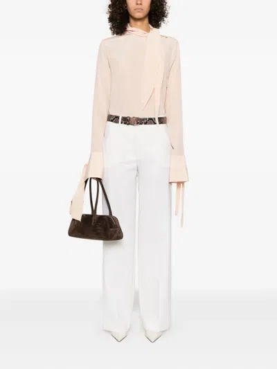 Ermanno Scervino Tie-neck Long-sleeve Blouse In Pink