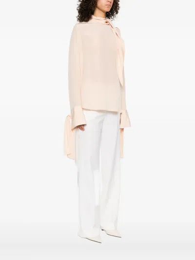 Ermanno Scervino Tie-neck Long-sleeve Blouse In Pink