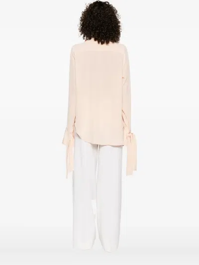 Ermanno Scervino Tie-neck Long-sleeve Blouse In Pink