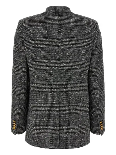 Tagliatore Double Breasted Herringbone Pattern Jacket In Gray