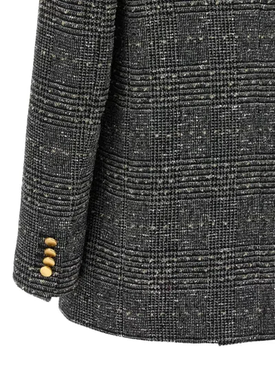 Tagliatore Double Breasted Herringbone Pattern Jacket In Gray