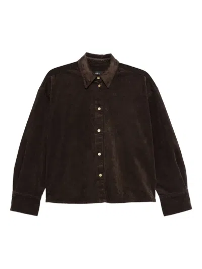 7 For All Mankind Corduroy Button-up Shirt In Brown
