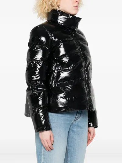 Pinko Puffer Jacket With High Collar In Black