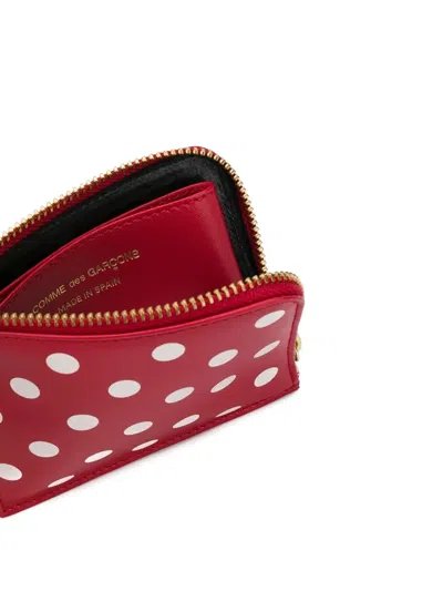 Comme Des Garçons Polka-dot Pattern Wallet In Red