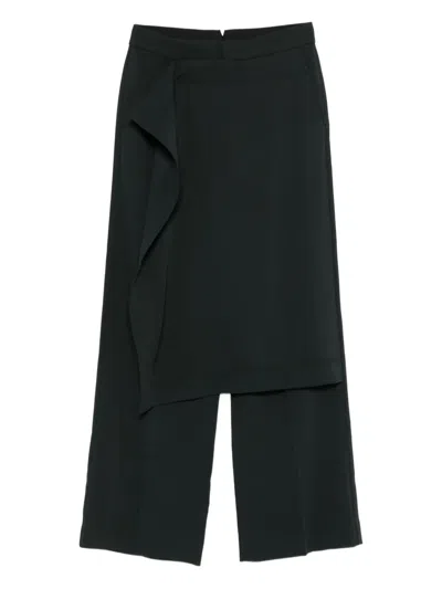 Ami Alexandre Mattiussi Wool Trousers Layered Asymmetrical Design In Black