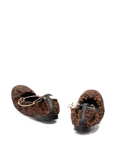 Twinset Twin-set Rounded Toe Ballerinas With Flat Soleupper In Brown