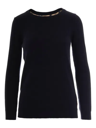 Barbour Elbow-patchs Wool-cotton Blend Sweater In Blue