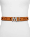 MCM Color Visetos Reversible Belt,1812587MEDIUMBROWN