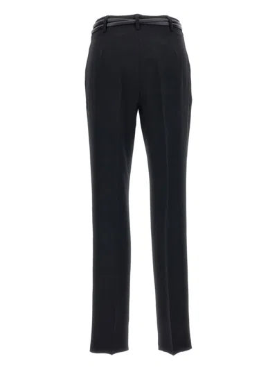 Max Mara Dark Blue Straight Pant In Black