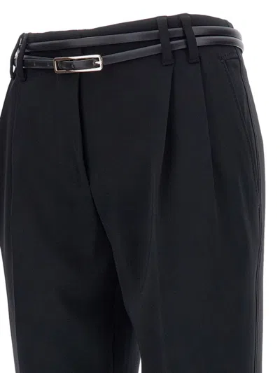 Max Mara Dark Blue Straight Pant In Black