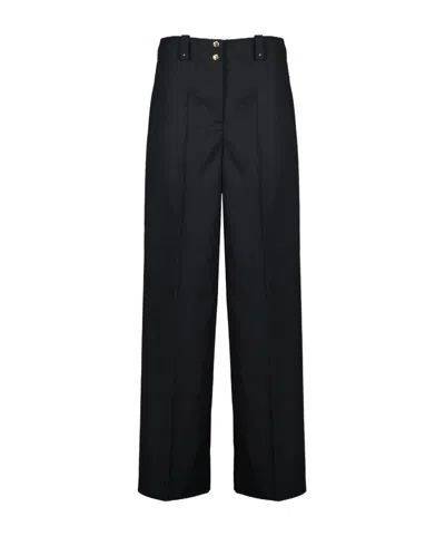 Moncler Wide-leg High Waist Palazzo Pant With Button Detailing In Black