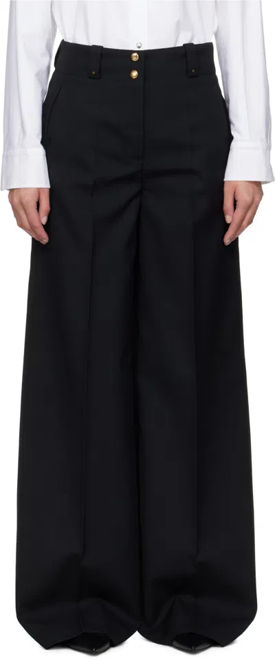 Moncler Wide-leg High Waist Palazzo Pant With Button Detailing In Black