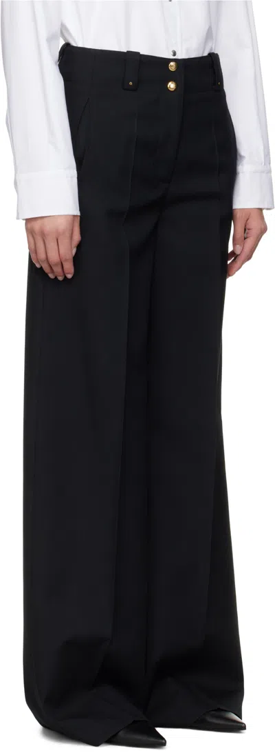 Moncler Wide-leg High Waist Palazzo Pant With Button Detailing In Black