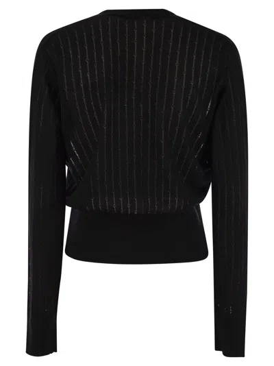 Max Mara Studio Nogara Wool And Silk Cardigan With Sequins In Black