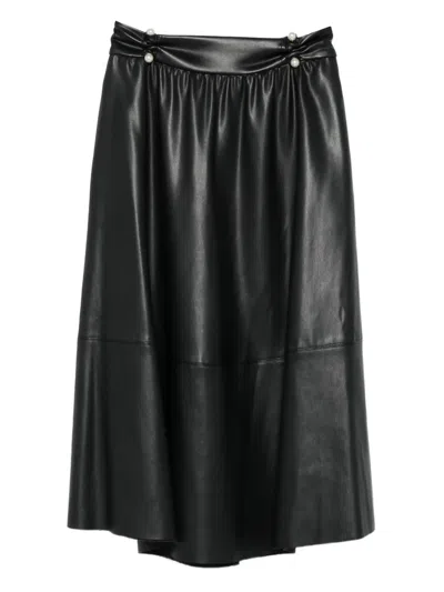 Liu •jo Liu Jo A-line Skirt With Button Detailing And Gathered Waistband In Black