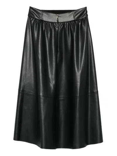 Liu •jo Liu Jo A-line Skirt With Button Detailing And Gathered Waistband In Black
