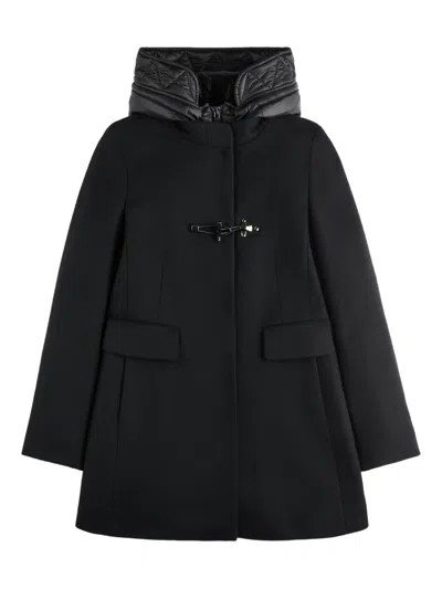Fay Toggle Coat In Wool Cloth In Black