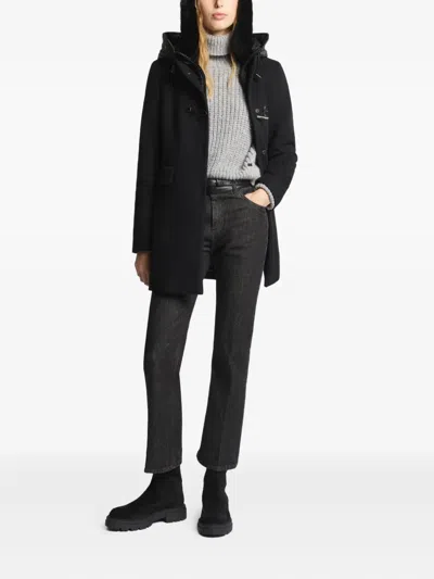 Fay Toggle Coat In Wool Cloth In Black