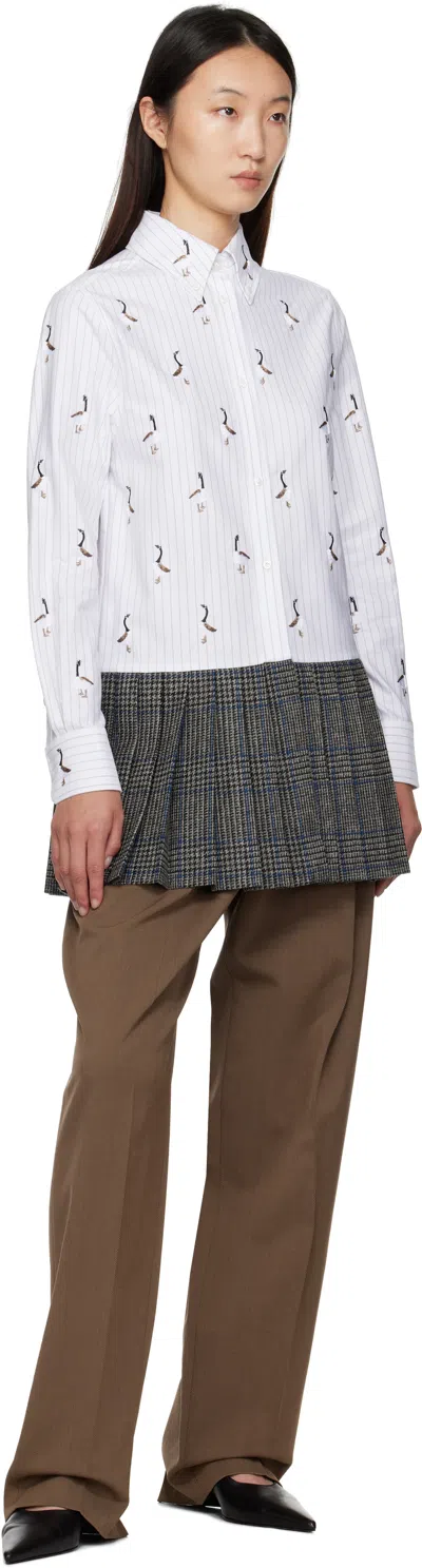 Thom Browne Geese Embroidered Stripe Button-down Shirt In Multi