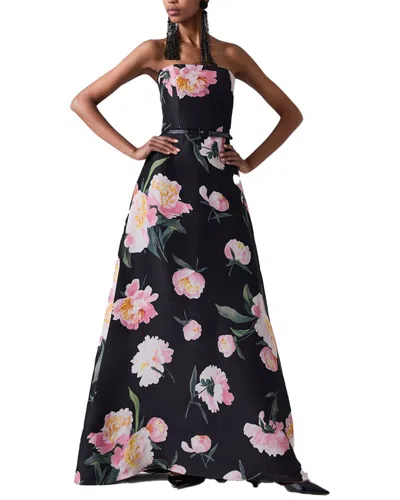Carolina Herrera Strapless Silk A-line Gown In Black