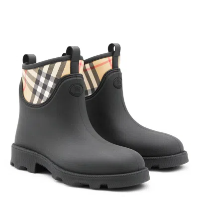 Burberry Marsh Stamp Rubber Ankle Boots In Black