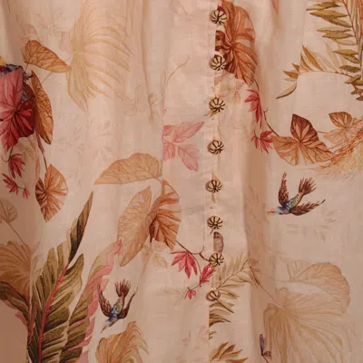 Zimmermann Ascension Linen Plunge Midi Dress In Multi