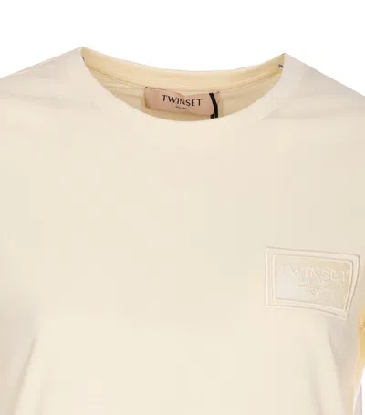 Twinset T-shirt Regular Avec Broderie Et Logo In Neutral