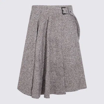Brunello Cucinelli Virgin Wool Midi Skirt In Gray