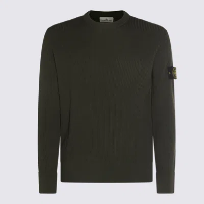 Stone Island Minimalist Olive Green Crew Neck Sweater In Green
