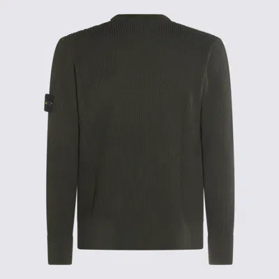Stone Island Minimalist Olive Green Crew Neck Sweater In Green