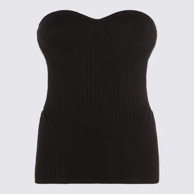 Jean Paul Gaultier Fitted Wool-blend Ribbed Knit Top In Black