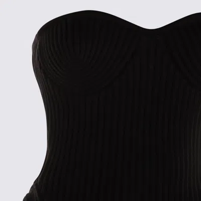 Jean Paul Gaultier Fitted Wool-blend Ribbed Knit Top In Black