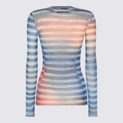Jean Paul Gaultier Air Print Mesh Long-sleeved T-shirt With Crew Neck For Women In Blue
