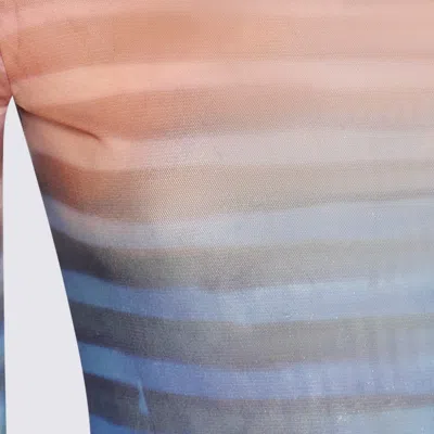 Jean Paul Gaultier Air Print Mesh Long-sleeved T-shirt With Crew Neck For Women In Blue