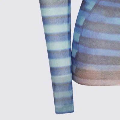 Jean Paul Gaultier Air Print Mesh Long-sleeved T-shirt With Crew Neck For Women In Blue