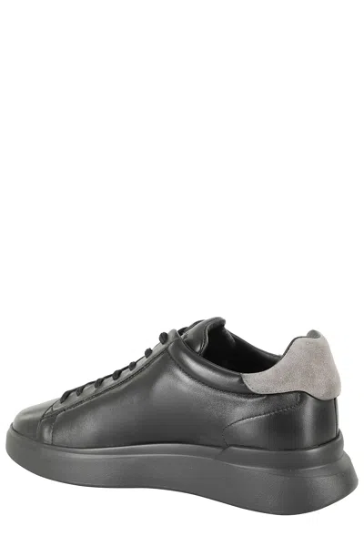 Hogan Black Leather Sneakers In Black
