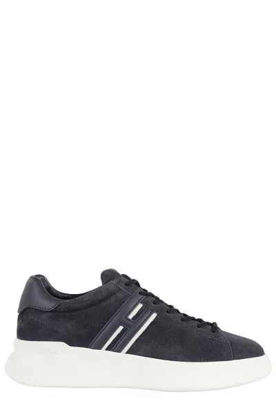 Hogan Leather Sneakers With Logo Side Panels In Black