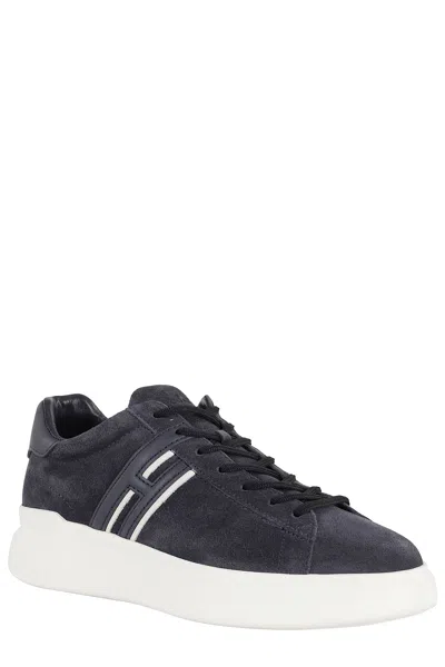 Hogan Leather Sneakers With Logo Side Panels In Black